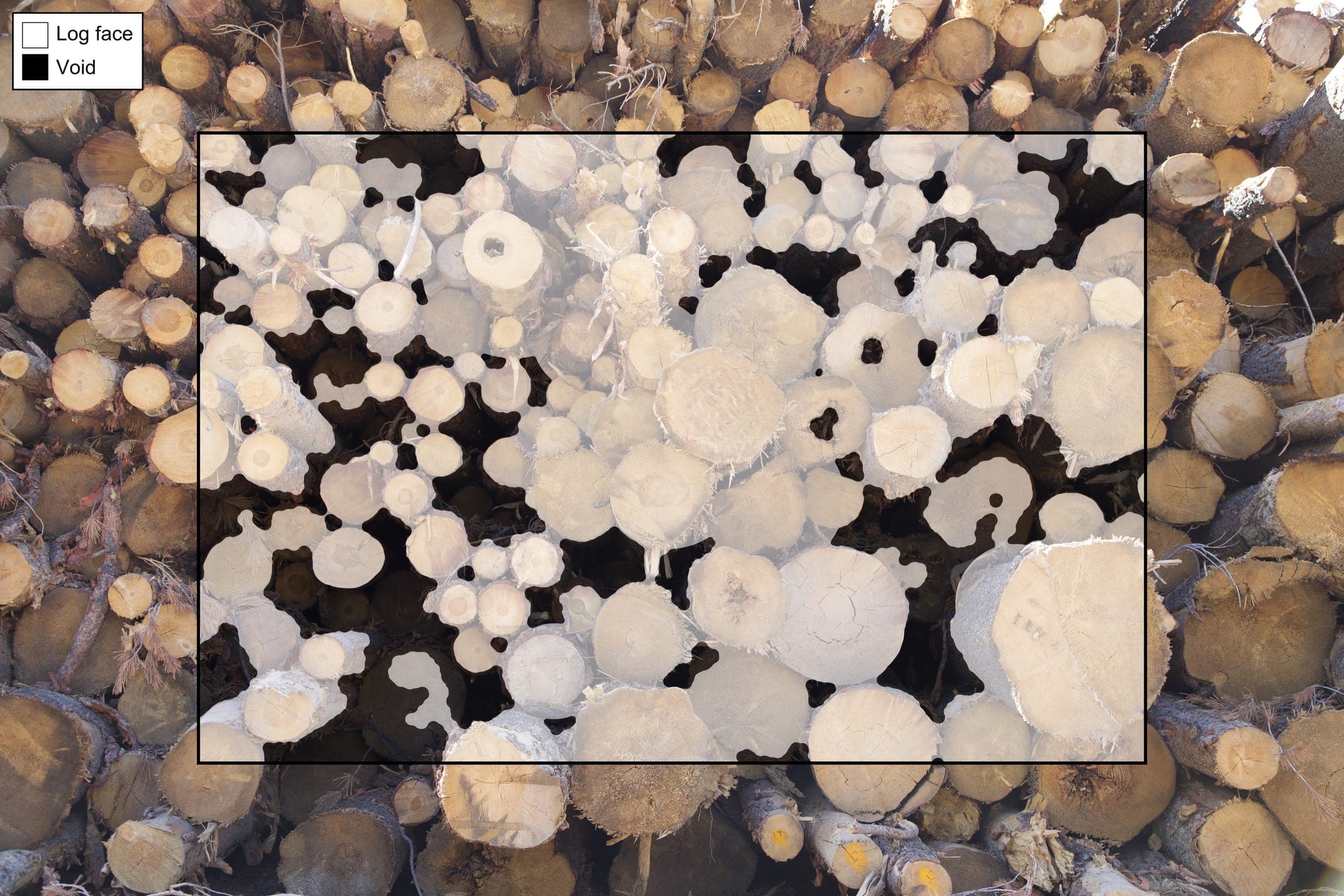 Packing factor analysis showing void fraction in a biomass pile