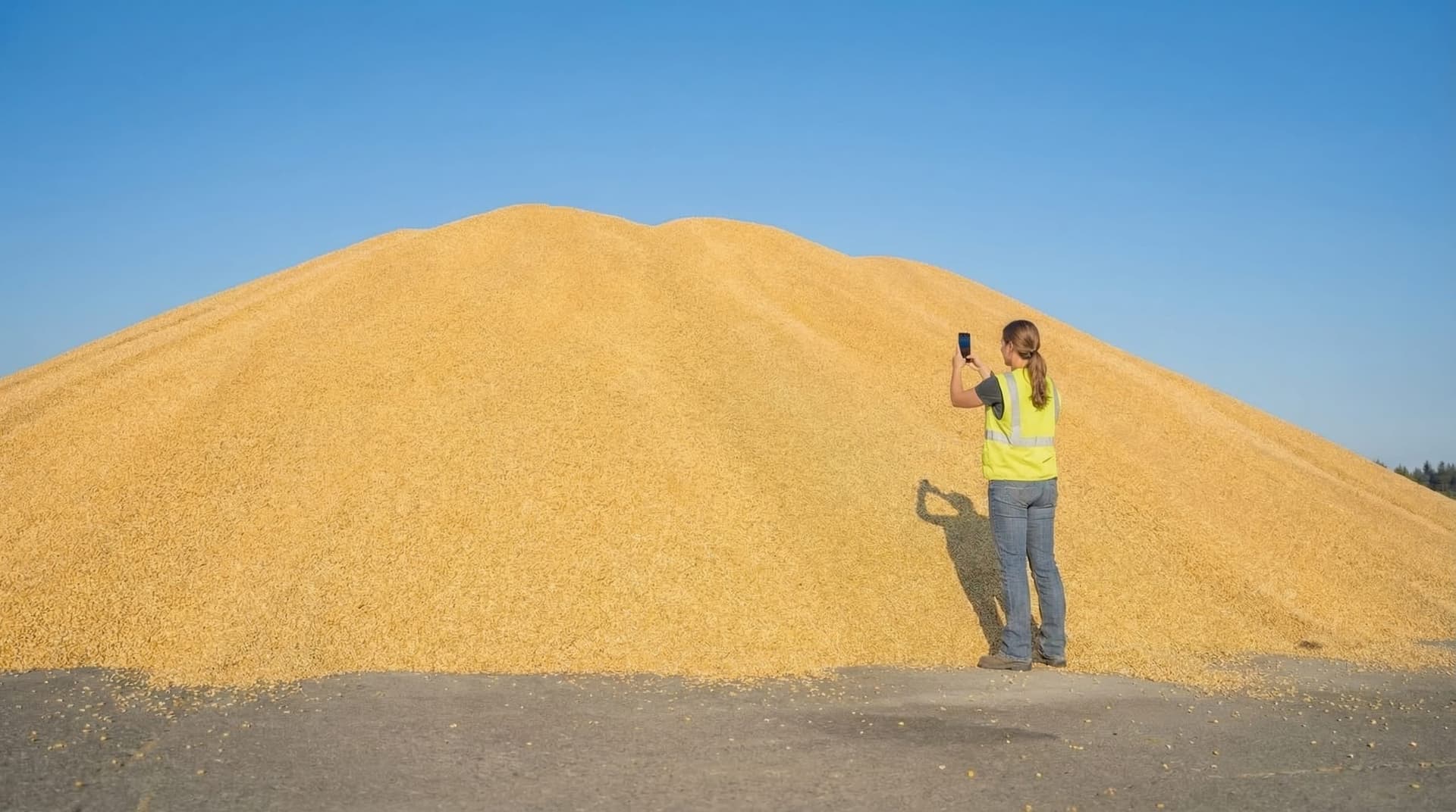 A phone scanning a stockpile on site
