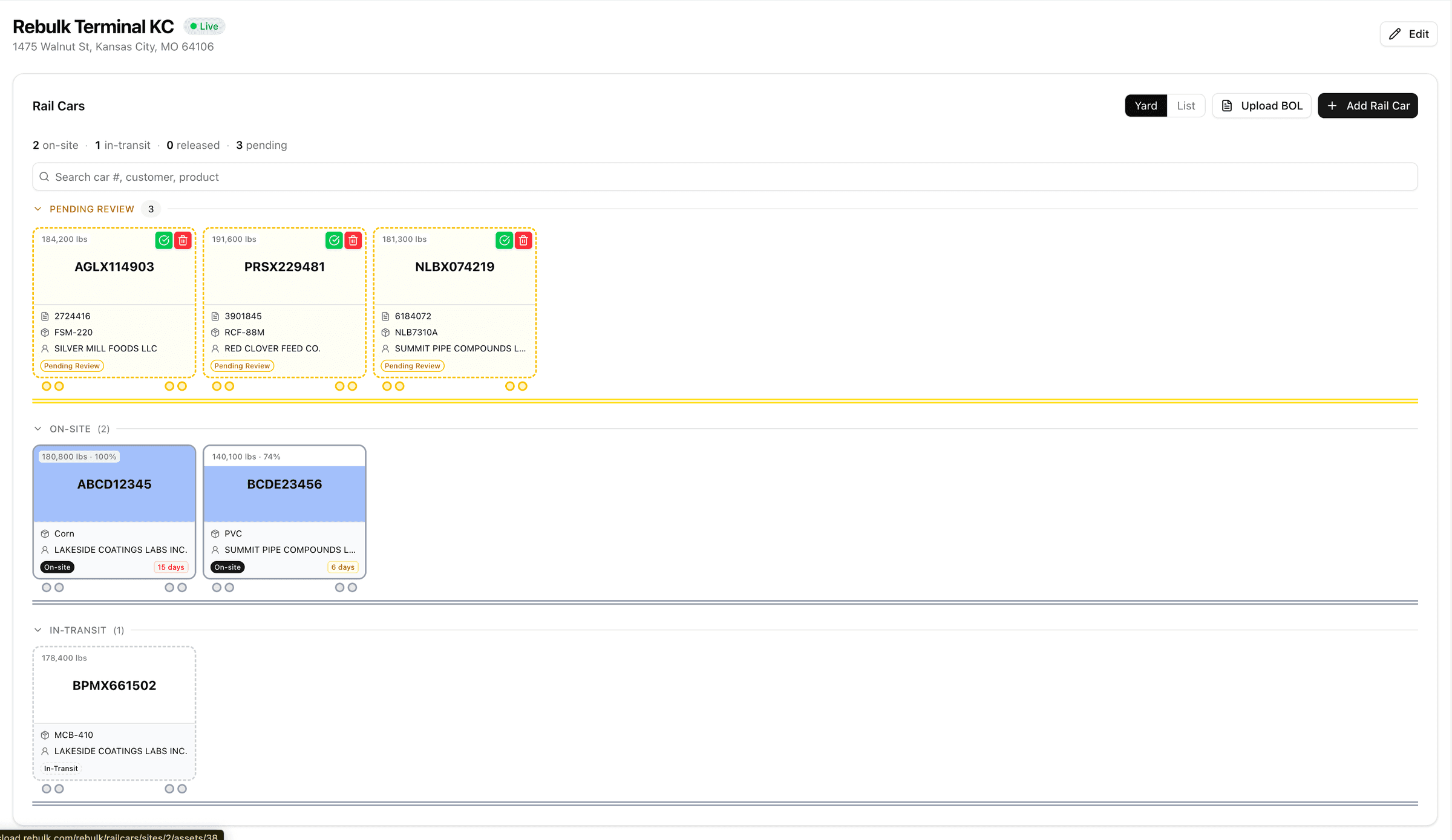 Rebulk dashboard data that syncs with ERP, TMS, and accounting systems